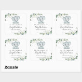 ユーカリプトゥスエレファントベビーシャワー蔵書票 スクエアシール (シート)