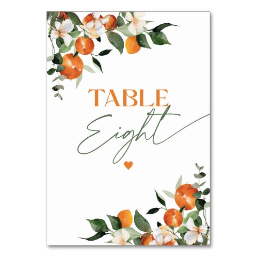 ユーカリプトゥスオレンジ柑橘類テーマ表番号8 テーブルナンバー (正面)