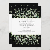 ユーカリプトゥスオールインワンブラック結婚式招待状 招待状 (正面/裏面)