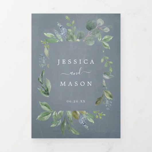 ユーカリプトゥスオールインワン結婚式招待状 三つ折り招待状 (カバー)