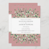 ユーカリプトゥスオールインワン赤面ピンク結婚ズ 招待状 (正面/裏面)