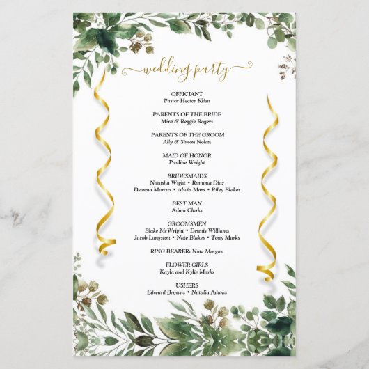 ユーカリプトゥスカスタム葉結婚式 プログラム (裏面)