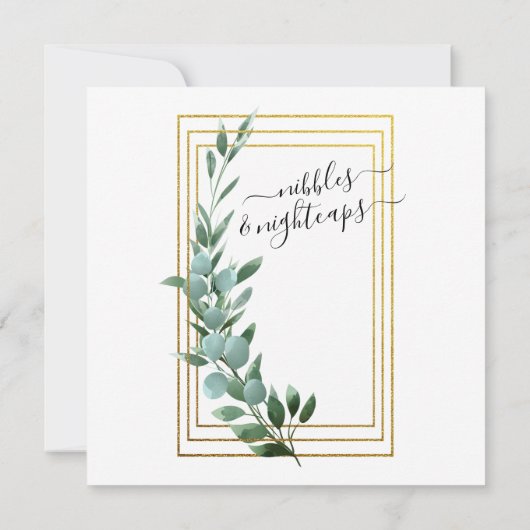 ユーカリプトゥスカップルウェディングシャワーエレガユニークンス 招待状 (裏面)