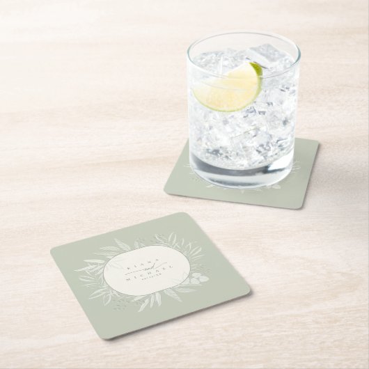 ユーカリプトゥスカラートーンリースアイボリーID901 スクエアペーパーコースター (インサイチュ)