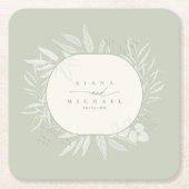 ユーカリプトゥスカラートーンリースアイボリーID901 スクエアペーパーコースター (正面)