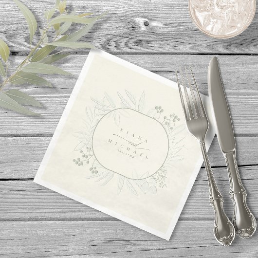 ユーカリプトゥスカラートーンリースアイボリーID901 スタンダードカクテルナプキン