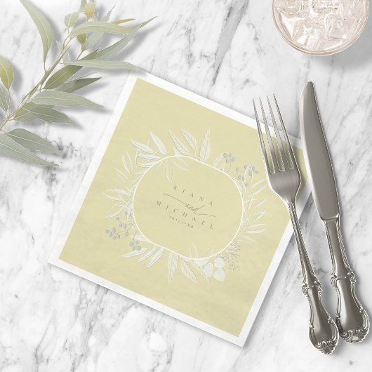 ユーカリプトゥスカラートーンリースイエローID901 スタンダードカクテルナプキン