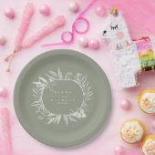 ユーカリプトゥスカラートーンリースグリーンID901 ペーパープレート (パーティー)