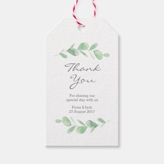 ユーカリプトゥスガーデンウォーターカラー結婚式の引き出物ラベル ギフトタグ (正面)