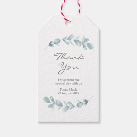 ユーカリプトゥスガーデンウォーターカラー結婚式の引き出物ラベル ギフトタグ (正面)