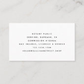 ユーカリプトゥスキール移動公証人ビジネスカード コーリングカード (裏面)