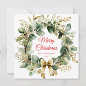 ユーカリプトゥスクリスマスリースグリーンリーエレガント シーズンカード (正面)