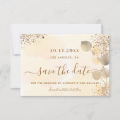 ユーカリプトゥスグリッター結婚式の日付を保存 案内状 (正面)