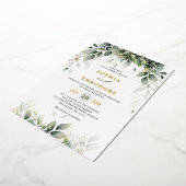 ユーカリプトゥスグリーナリーガム素朴ボ結婚タニカル 箔招待状 (回転した状態)