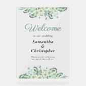 ユーカリプトゥスグリーナリーセージ結婚グリーンの歓迎 アクリルサイン (正面)