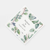 ユーカリプトゥスグリーナリーダスティブルーアートシンプル結婚ズ スタンダードランチョンナプキン (角)