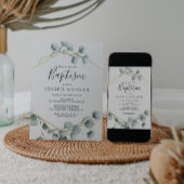 ユーカリプトゥスグリーナリーバプテスマ招待状カード 招待状