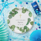 ユーカリプトゥスグリーナリーバプテスマ《キリスト教》洗礼式や命名式 ペーパープレート (パーティー)