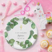 ユーカリプトゥスグリーナリーバプテスマ《キリスト教》洗礼式や命名式 ペーパープレート (パーティー)