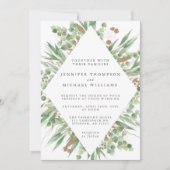 ユーカリプトゥスグリーンウォーターカラー&金ゴールド結婚ズ 招待状 (正面)