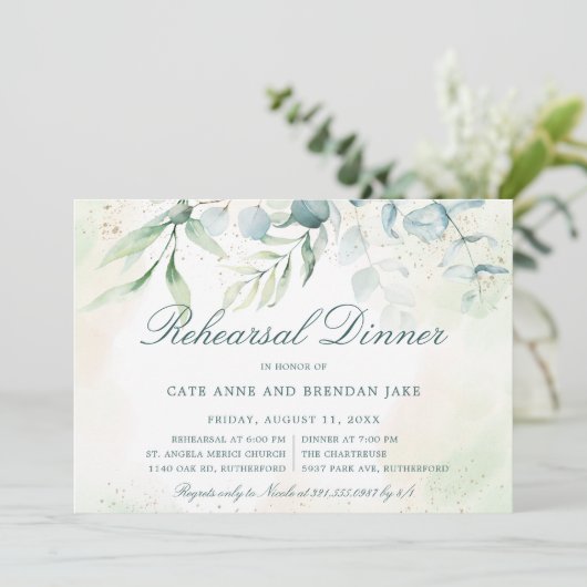 ユーカリプトゥスグリーンエレガントリーリハーサルディナー 招待状 (スタンド正面)