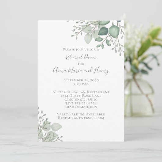 ユーカリプトゥスグリーンエレガントリーリハーサルディナー 招待状 (スタンド正面)