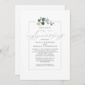 ユーカリプトゥスグリーンエレガント婚約パーティ 招待状 (正面/裏面)