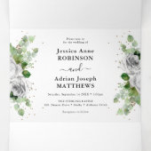 ユーカリプトゥスグリーンクラシック&金ゴールド結婚ズトリフォル 三つ折り招待状 (内部中)