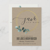 ユーカリプトゥスグリーンクラフト動物リース日付を保存 案内ポストカード (正面/裏面)