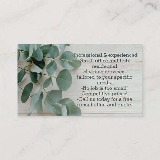 ユーカリプトゥスグリーンクリーニングサービスハウスキーピング 名刺 (裏面)
