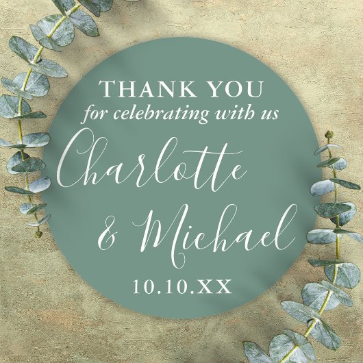 ユーカリプトゥスグリーンシグネチャー結婚式の引き出物サンキューユー ラウンドシール