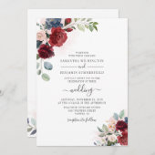 ユーカリプトゥスグリーンダスティブルーボタニッ結婚クス 招待状 (正面/裏面)