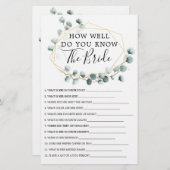 ユーカリプトゥスグリーンダブルサイドブライダルシャワーゲーム (正面/裏面)