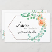 ユーカリプトゥスグリーンピーチフローラブライダルアドバイスカード (正面/裏面)