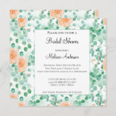 ユーカリプトゥスグリーンピーチブライダルシャワー招待 (正面/裏面)