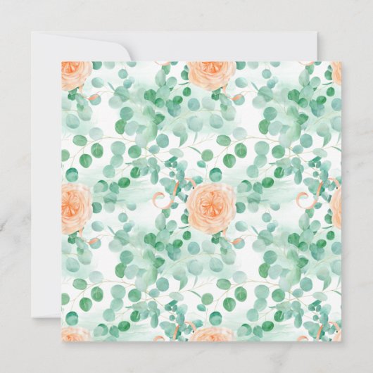 ユーカリプトゥスグリーンピーチブライダルシャワー招待 (裏面)