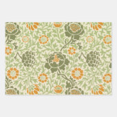 ユーカリプトゥスグリーンフラワーオレンジ ラッピングペーパーシート (正面2)