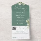 ユーカリプトゥスグリーンフローラモノグラムQRコード結婚ズ オールインワン招待状 (内側)