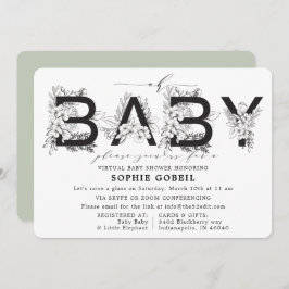 ユーカリプトゥスグリーンフローラVIRTUAL赤ちゃんシャワー 招待状