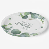 ユーカリプトゥスグリーンブライダルシャワーウォーターカラー ペーパープレート (アングル)