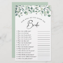 ユーカリプトゥスグリーンブライダルシャワーゲーム