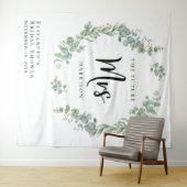 ユーカリプトゥスグリーンブライダルシャワーフォトブース タペストリー (インサイチュ(横))