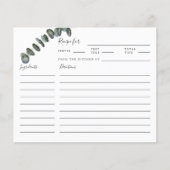 ユーカリプトゥスグリーンブライダルシャワーレシピカード (正面)