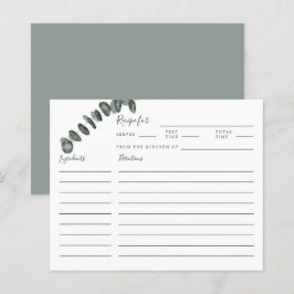 ユーカリプトゥスグリーンブライダルシャワーレシピカード