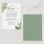 ユーカリプトゥスグリーンブライダルシャワーレシピリクエスト エンクロージャーカード (正面/裏面)