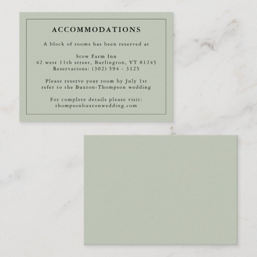 ユーカリプトゥスグリーンホテルアコモデーション情報 エンクロージャーカード (正面/裏面)