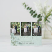 ユーカリプトゥスグリーンマーブルエレガントな結婚式ありがとう ポストカード (スタンド正面)