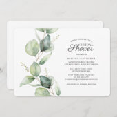 ユーカリプトゥスグリーンモダンブライダルシャワー 招待状 (正面/裏面)