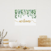 ユーカリプトゥスグリーンリーウェルカムサイン ポスター (キッチン)