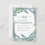 ユーカリプトゥスグリーンリーウォーターカラーボタニカルRSVP 招待状 (正面)